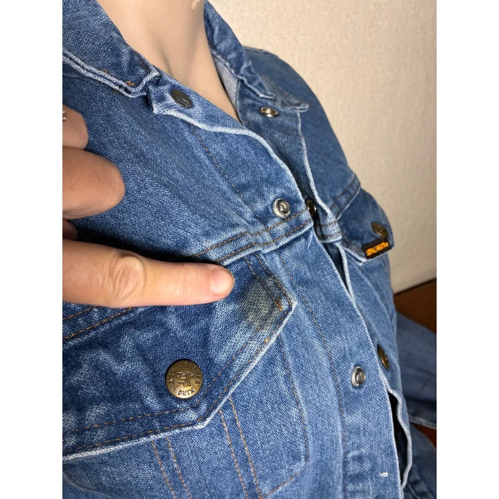 Saddle King Denim Trucker Jacket Youth M Blue Good Western Key Vintage Style